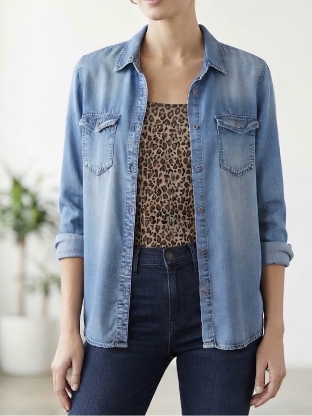 Buffalo David Bitton Soft Denim Long Sleeve Button Down Shirt Small
